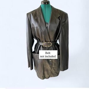 Vtg Virany 1950s-1960s Black leather oversized blazer jacket Sz 46 Men/Uni